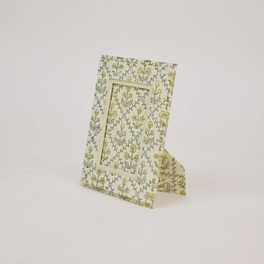 Paper Mirchi Block Printed Photo Frame - Lattice Buttercream - RhoolPhoto FramePaper MirchiPaper Mirchi Block Printed Photo Frame - Lattice Buttercream