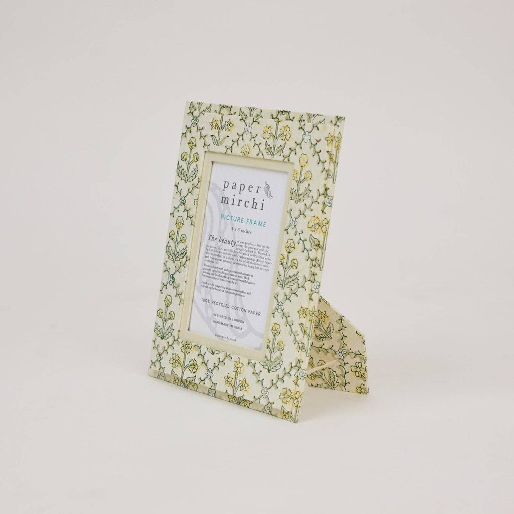 Paper Mirchi Block Printed Photo Frame - Lattice Buttercream - RhoolPhoto FramePaper MirchiPaper Mirchi Block Printed Photo Frame - Lattice Buttercream