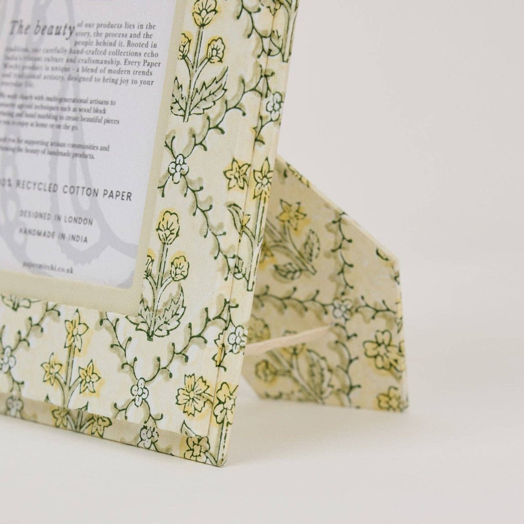 Paper Mirchi Block Printed Photo Frame - Lattice Buttercream - RhoolPhoto FramePaper MirchiPaper Mirchi Block Printed Photo Frame - Lattice Buttercream