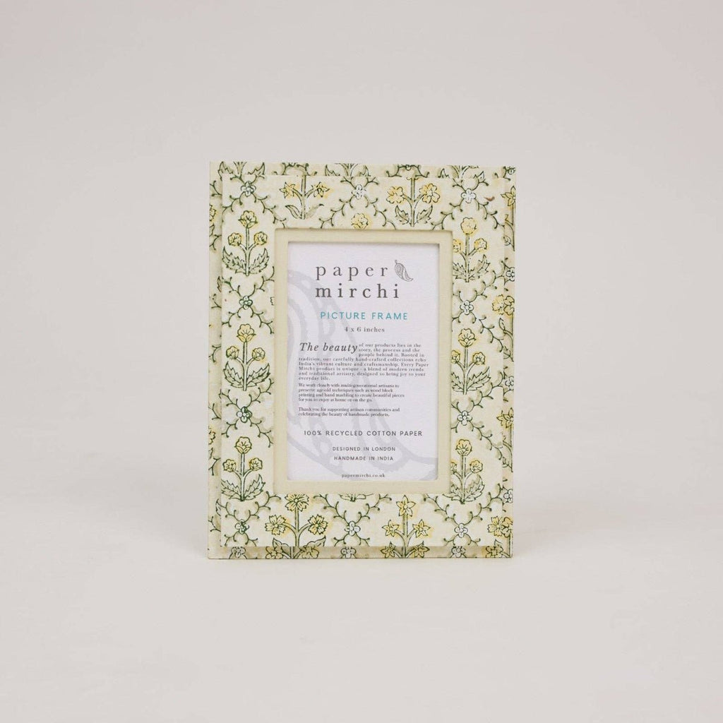 Paper Mirchi Block Printed Photo Frame - Lattice Buttercream - RhoolPhoto FramePaper MirchiPaper Mirchi Block Printed Photo Frame - Lattice Buttercream