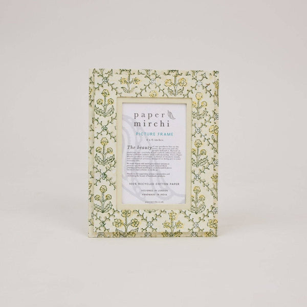Paper Mirchi Block Printed Photo Frame - Lattice Buttercream - RhoolPhoto FramePaper MirchiPaper Mirchi Block Printed Photo Frame - Lattice Buttercream