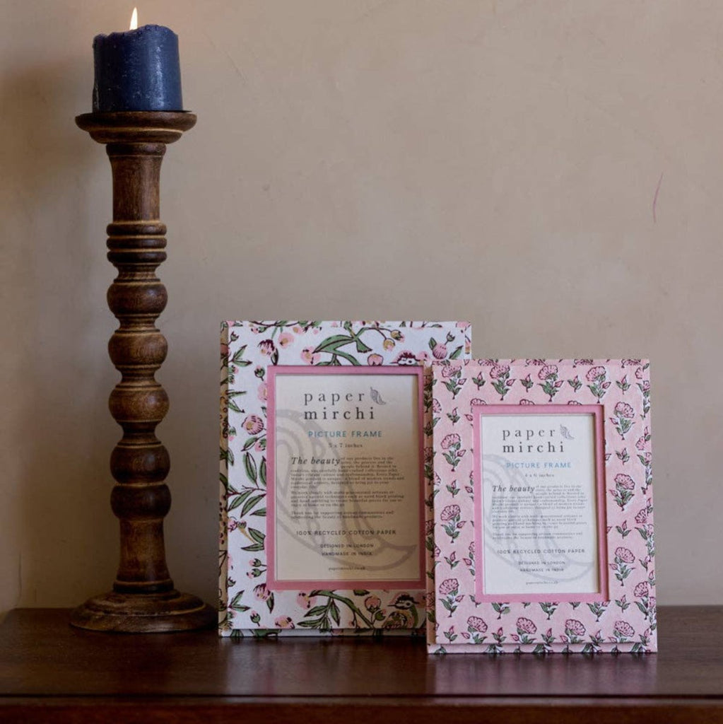Paper Mirchi Block Printed Photo Frame - Song Birds Blush - RhoolPhoto FramePaper MirchiPaper Mirchi Block Printed Photo Frame - Song Birds Blush