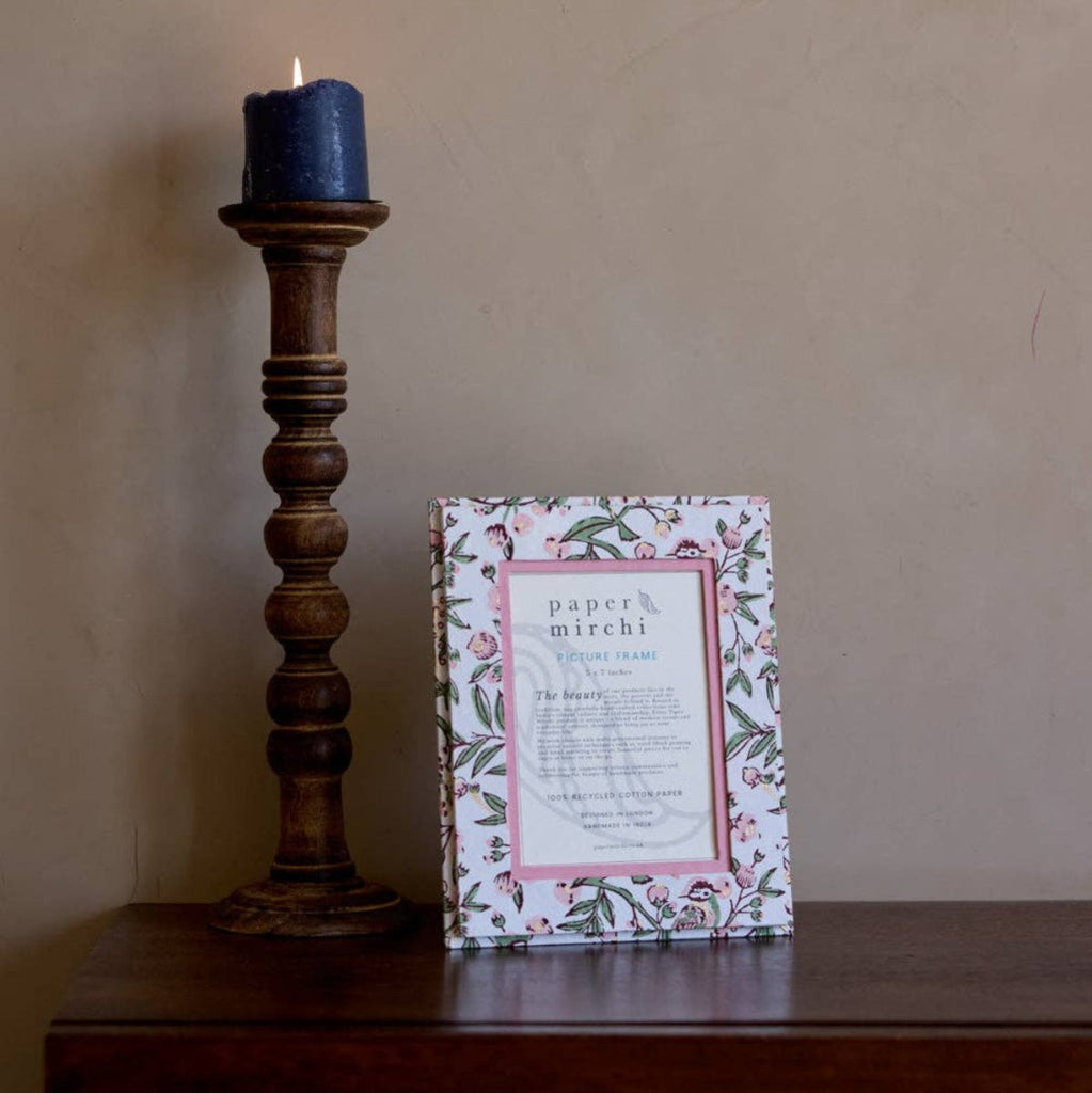Paper Mirchi Block Printed Photo Frame - Song Birds Blush - RhoolPhoto FramePaper MirchiPaper Mirchi Block Printed Photo Frame - Song Birds Blush