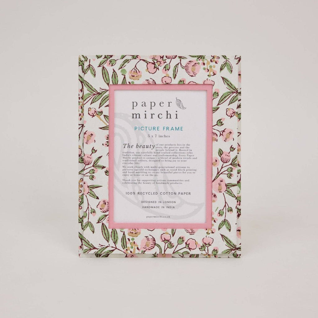 Paper Mirchi Block Printed Photo Frame - Song Birds Blush - RhoolPhoto FramePaper MirchiPaper Mirchi Block Printed Photo Frame - Song Birds Blush