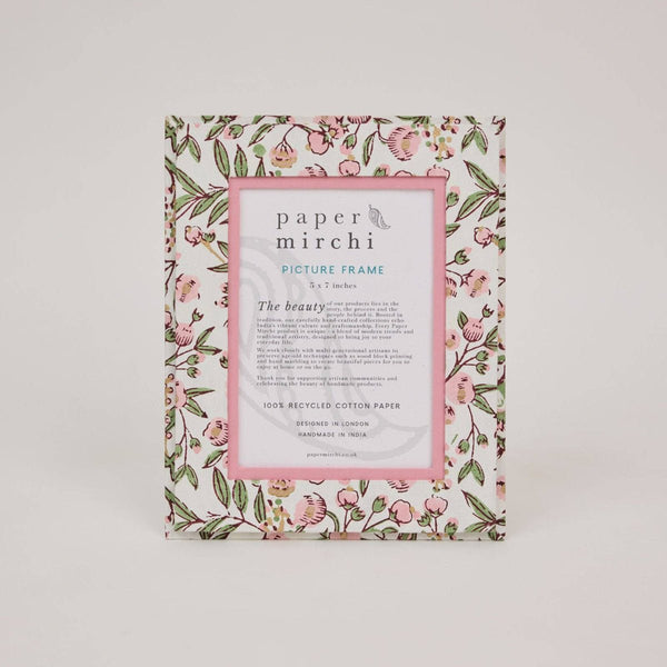 Paper Mirchi Block Printed Photo Frame - Song Birds Blush - RhoolPhoto FramePaper MirchiPaper Mirchi Block Printed Photo Frame - Song Birds Blush
