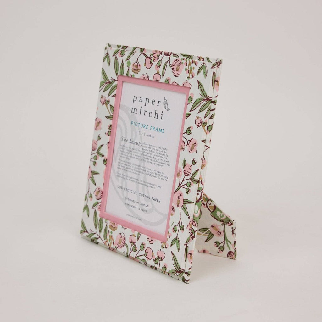 Paper Mirchi Block Printed Photo Frame - Song Birds Blush - RhoolPhoto FramePaper MirchiPaper Mirchi Block Printed Photo Frame - Song Birds Blush