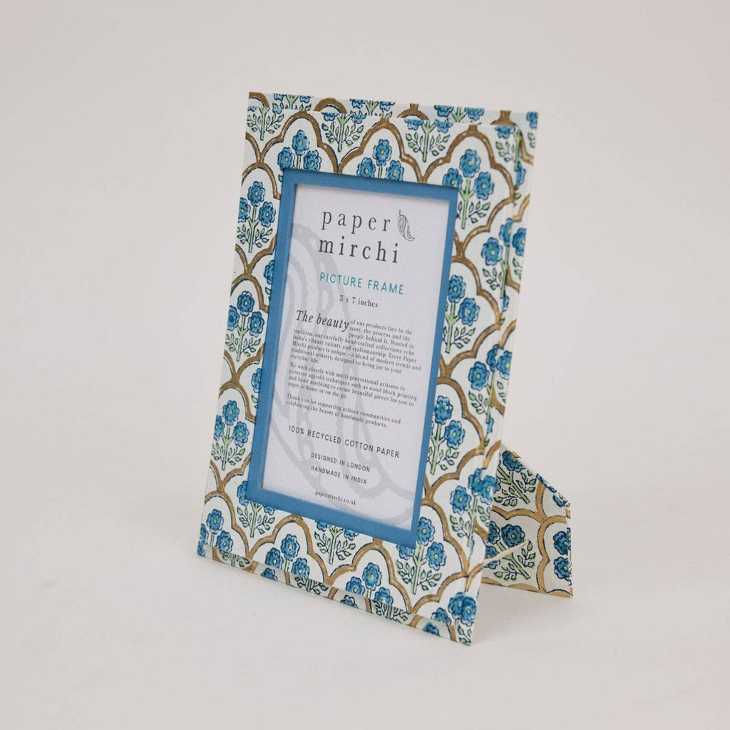 Paper Mirchi Block Printed Photo Frame - Trellis Indigo - RhoolPhoto FramePaper MirchiPaper Mirchi Block Printed Photo Frame - Trellis Indigo
