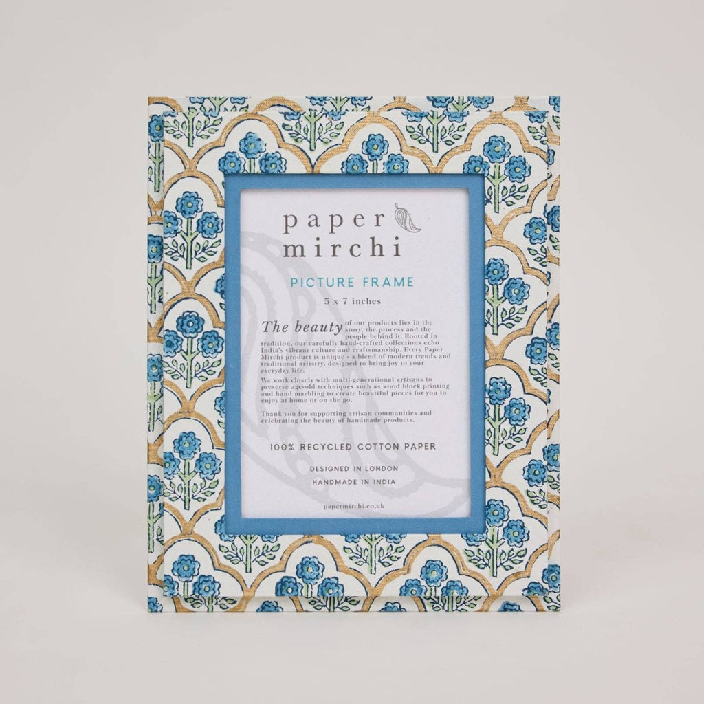 Paper Mirchi Block Printed Photo Frame - Trellis Indigo - RhoolPhoto FramePaper MirchiPaper Mirchi Block Printed Photo Frame - Trellis Indigo