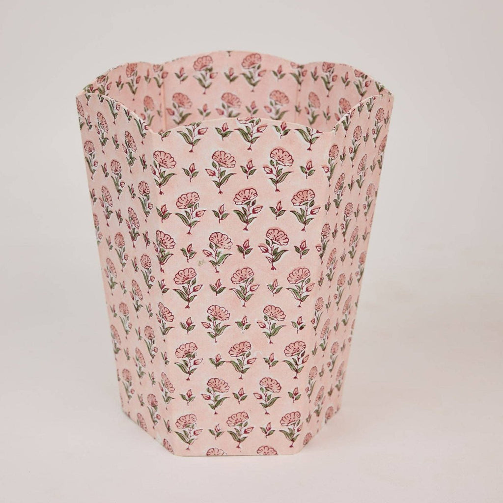 Paper Mirchi Block Printed Waste Paper Basket - Ditsy Floral Blush - RhoolWaste Paper BasketPaper MirchiPaper Mirchi Block Printed Waste Paper Basket - Ditsy Floral Blush