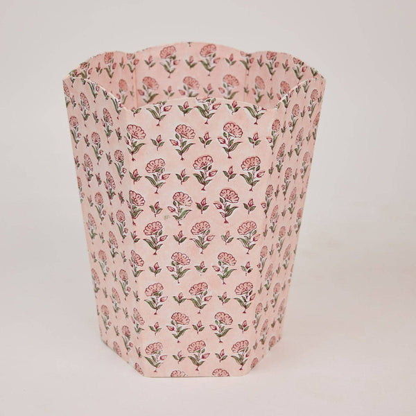 Paper Mirchi Block Printed Waste Paper Basket - Ditsy Floral Blush - RhoolWaste Paper BasketPaper MirchiPaper Mirchi Block Printed Waste Paper Basket - Ditsy Floral Blush