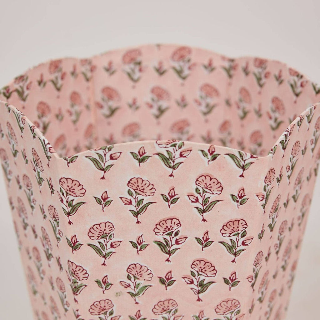 Paper Mirchi Block Printed Waste Paper Basket - Ditsy Floral Blush - RhoolWaste Paper BasketPaper MirchiPaper Mirchi Block Printed Waste Paper Basket - Ditsy Floral Blush