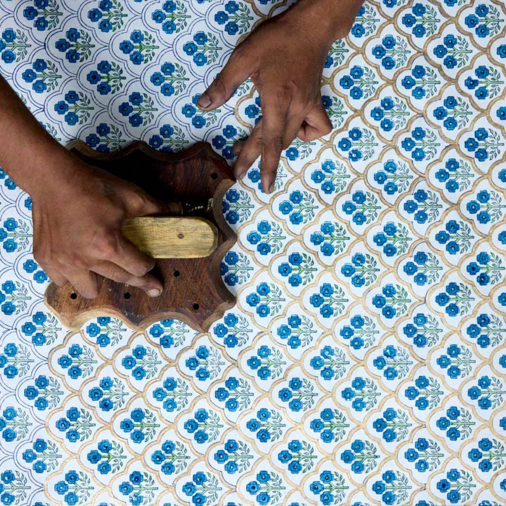 Paper Mirchi Block Printed Waste Paper Basket - Trellis Indigo - RhoolWaste Paper BasketPaper MirchiPaper Mirchi Block Printed Waste Paper Basket - Trellis Indigo