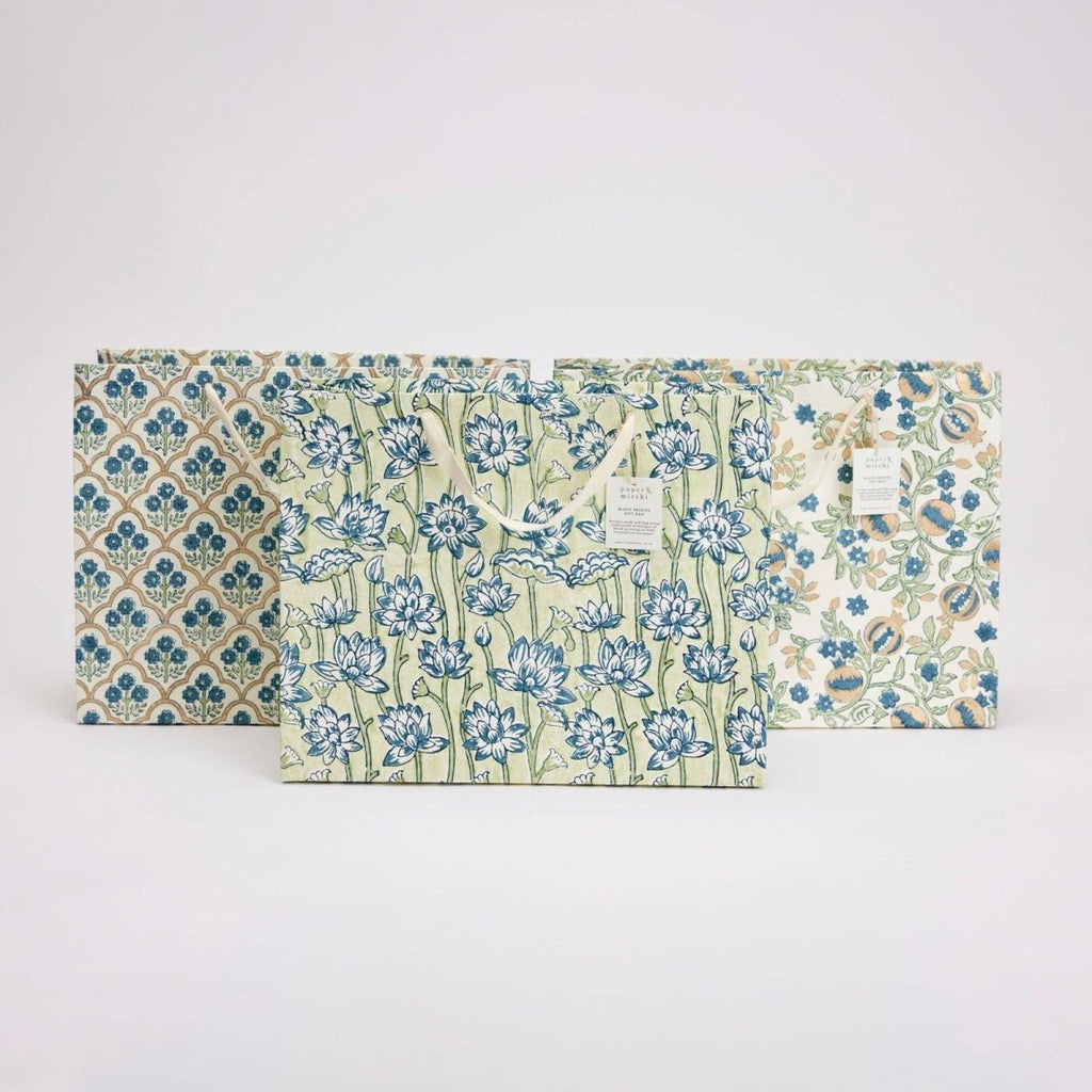 Paper Mirchi Hand Block Printed Gift Bags - Large - RhoolGreeting CardPaper MirchiPaper Mirchi Hand Block Printed Gift Bags - Large