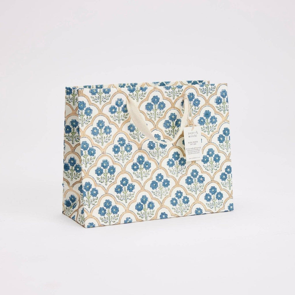 Paper Mirchi Hand Block Printed Gift Bags - Medium - Blue, Pink, Yellow - RhoolGreeting CardPaper MirchiPaper Mirchi Hand Block Printed Gift Bags - Medium - Blue, Pink, Yellow