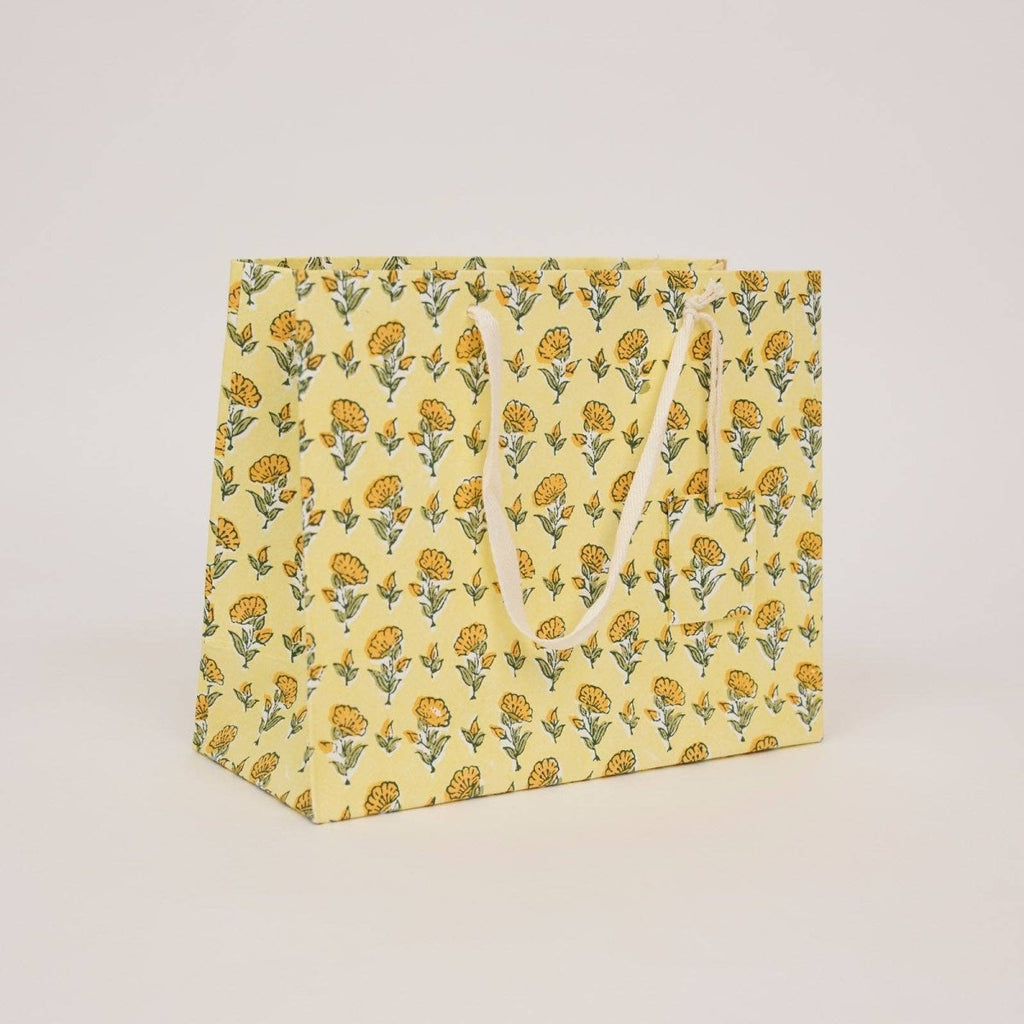 Paper Mirchi Hand Block Printed Gift Bags - Medium - Blue, Pink, Yellow - RhoolGreeting CardPaper MirchiPaper Mirchi Hand Block Printed Gift Bags - Medium - Blue, Pink, Yellow
