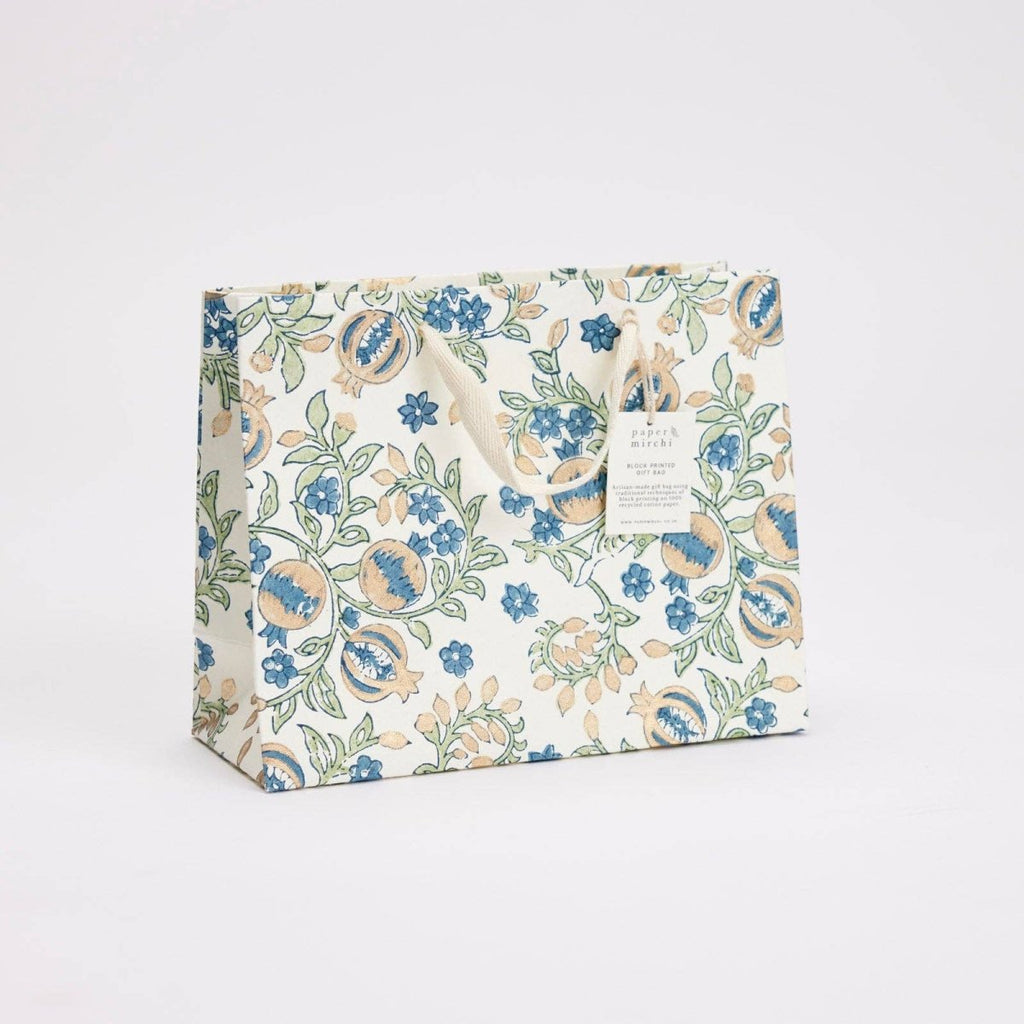 Paper Mirchi Hand Block Printed Gift Bags - Medium - Blue, Pink, Yellow - RhoolGreeting CardPaper MirchiPaper Mirchi Hand Block Printed Gift Bags - Medium - Blue, Pink, Yellow
