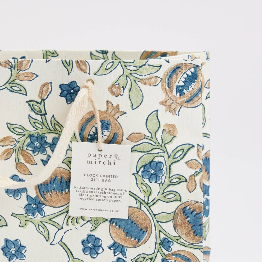 Paper Mirchi Hand Block Printed Gift Bags - Medium - Blue, Pink, Yellow - RhoolGreeting CardPaper MirchiPaper Mirchi Hand Block Printed Gift Bags - Medium - Blue, Pink, Yellow