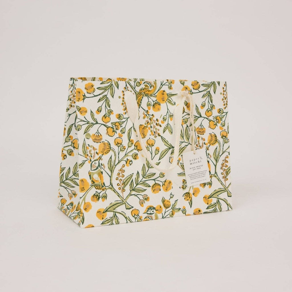 Paper Mirchi Hand Block Printed Gift Bags - Medium - Blue, Pink, Yellow - RhoolGreeting CardPaper MirchiPaper Mirchi Hand Block Printed Gift Bags - Medium - Blue, Pink, Yellow