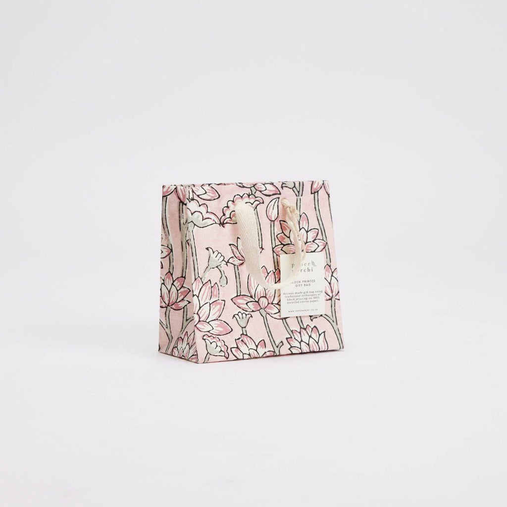 Paper Mirchi Hand Block Printed Gift Bags - Small - Blue, Pink, Yellow - RhoolGreeting CardPaper MirchiPaper Mirchi Hand Block Printed Gift Bags - Small - Blue, Pink, Yellow