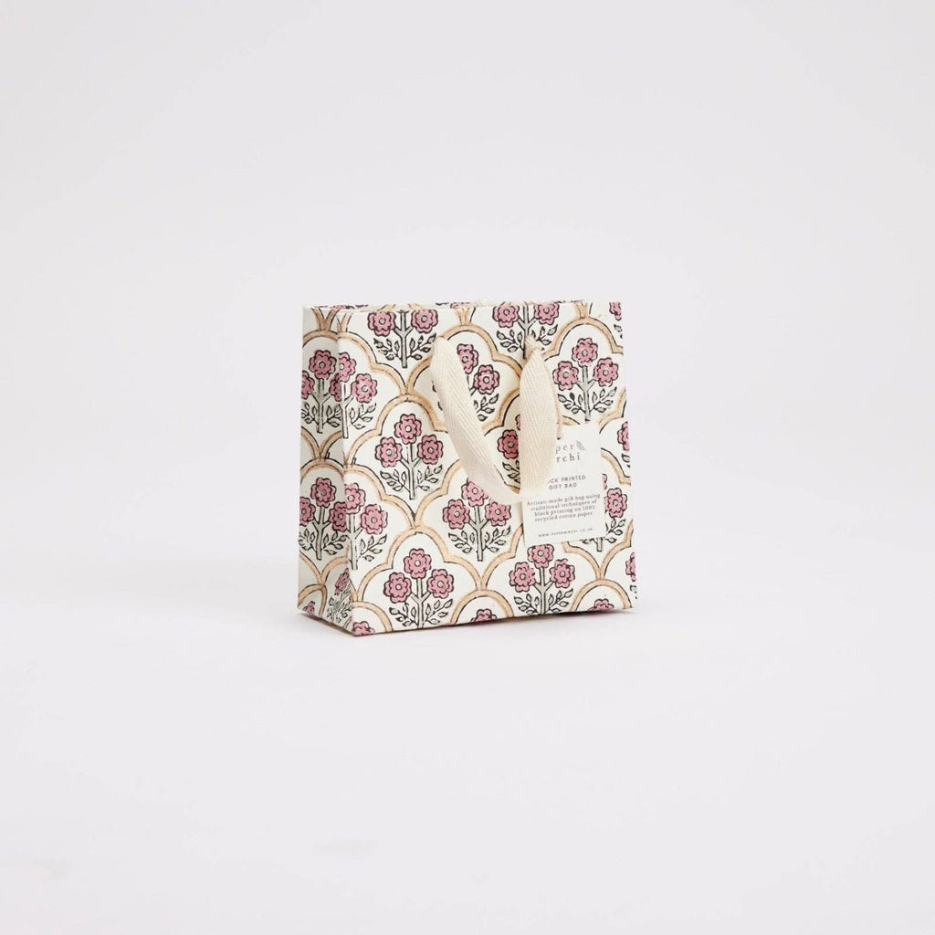 Paper Mirchi Hand Block Printed Gift Bags - Small - Blue, Pink, Yellow - RhoolGreeting CardPaper MirchiPaper Mirchi Hand Block Printed Gift Bags - Small - Blue, Pink, Yellow