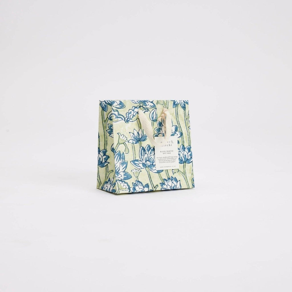 Paper Mirchi Hand Block Printed Gift Bags - Small - Blue, Pink, Yellow - RhoolGreeting CardPaper MirchiPaper Mirchi Hand Block Printed Gift Bags - Small - Blue, Pink, Yellow