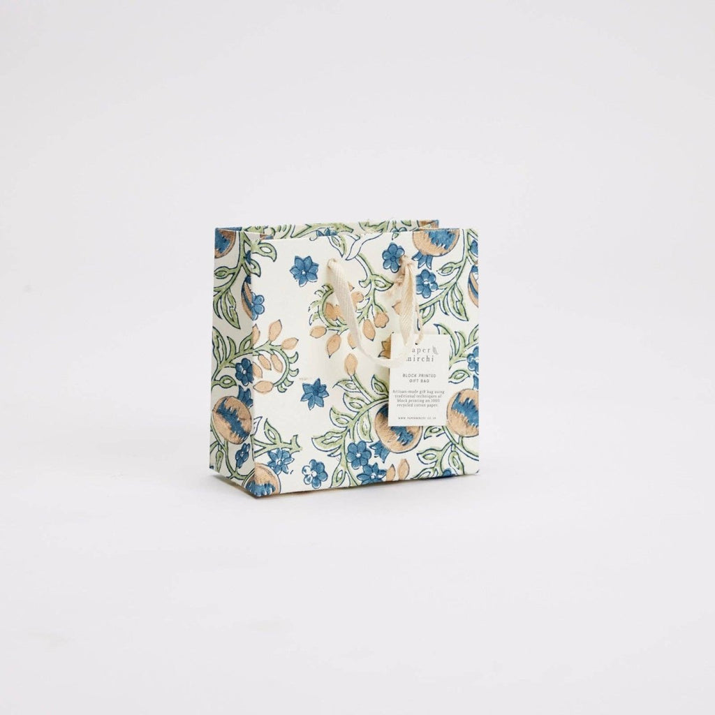 Paper Mirchi Hand Block Printed Gift Bags - Small - Blue, Pink, Yellow - RhoolGreeting CardPaper MirchiPaper Mirchi Hand Block Printed Gift Bags - Small - Blue, Pink, Yellow