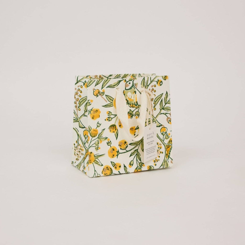 Paper Mirchi Hand Block Printed Gift Bags - Small - Blue, Pink, Yellow - RhoolGreeting CardPaper MirchiPaper Mirchi Hand Block Printed Gift Bags - Small - Blue, Pink, Yellow