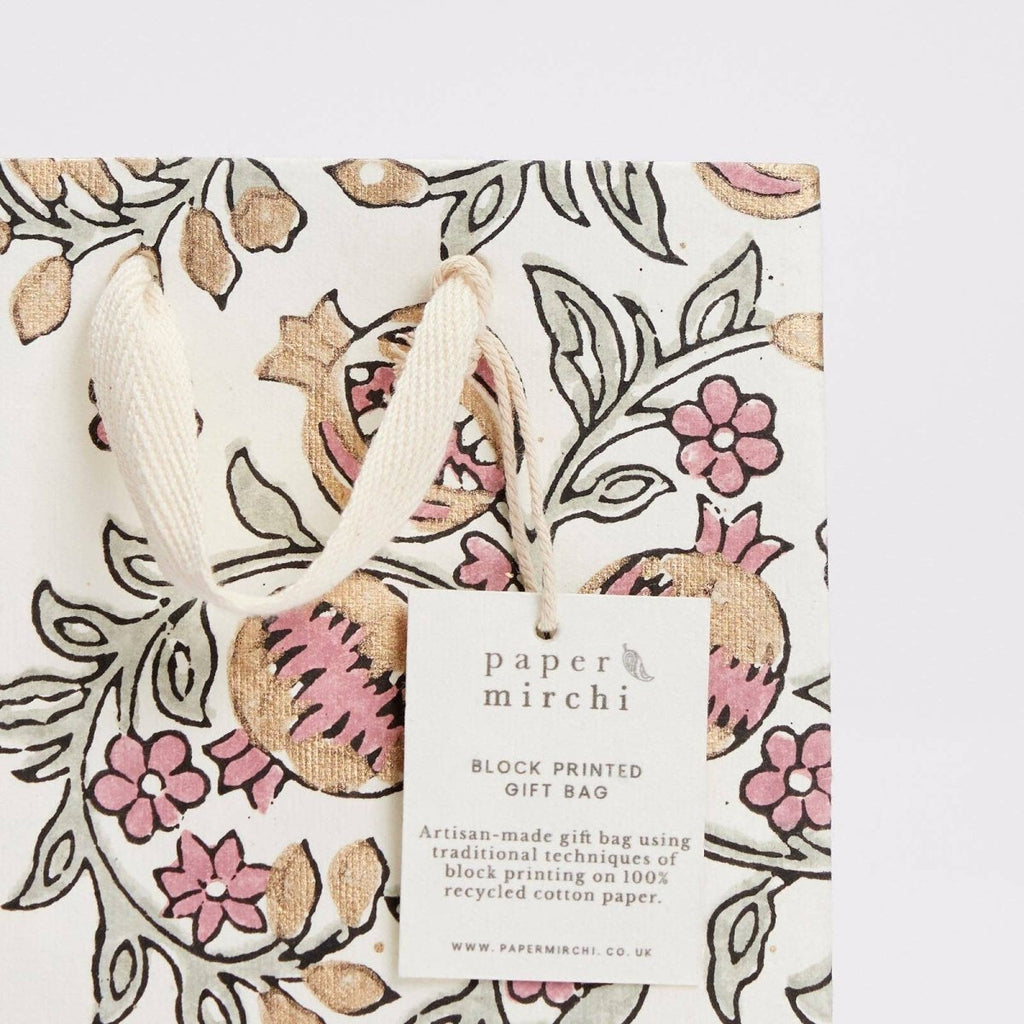 Paper Mirchi Hand Block Printed Gift Bags - Small - Blue, Pink, Yellow - RhoolGreeting CardPaper MirchiPaper Mirchi Hand Block Printed Gift Bags - Small - Blue, Pink, Yellow