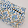 Paper Mirchi Organic Cotton Block Printed Wash Bag - Blue Trellis - Small - RhoolWash BagPaper MirchiPaper Mirchi Organic Cotton Block Printed Wash Bag - Blue Trellis - Small