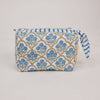 Paper Mirchi Organic Cotton Block Printed Wash Bag - Blue Trellis - Small - RhoolWash BagPaper MirchiPaper Mirchi Organic Cotton Block Printed Wash Bag - Blue Trellis - Small