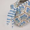 Paper Mirchi Organic Cotton Block Printed Wash Bag - Blue Trellis - Small - RhoolWash BagPaper MirchiPaper Mirchi Organic Cotton Block Printed Wash Bag - Blue Trellis - Small