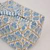 Paper Mirchi Organic Cotton Block Printed Wash Bag - Blue Trellis - RhoolWash BagPaper MirchiPaper Mirchi Organic Cotton Block Printed Wash Bag - Blue Trellis