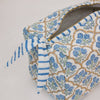 Paper Mirchi Organic Cotton Block Printed Wash Bag - Blue Trellis - RhoolWash BagPaper MirchiPaper Mirchi Organic Cotton Block Printed Wash Bag - Blue Trellis