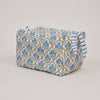 Paper Mirchi Organic Cotton Block Printed Wash Bag - Blue Trellis - RhoolWash BagPaper MirchiPaper Mirchi Organic Cotton Block Printed Wash Bag - Blue Trellis
