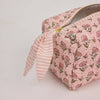 Paper Mirchi Organic Cotton Block Printed Wash Bag - Pink Floral - Medium - RhoolWash BagPaper MirchiPaper Mirchi Organic Cotton Block Printed Wash Bag - Pink Floral - Medium
