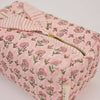 Paper Mirchi Organic Cotton Block Printed Wash Bag - Pink Floral - Medium - RhoolWash BagPaper MirchiPaper Mirchi Organic Cotton Block Printed Wash Bag - Pink Floral - Medium