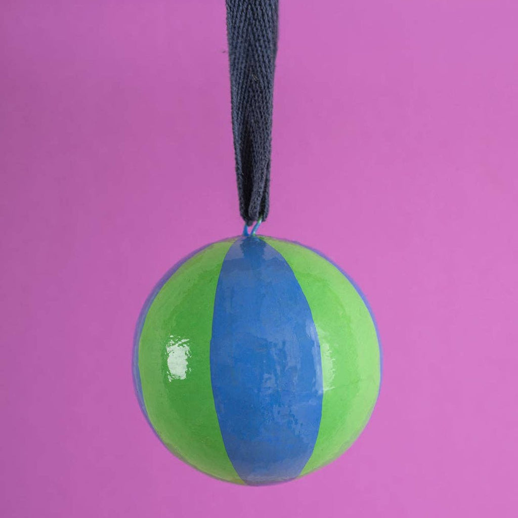 Papier Mache Hand Painted Bauble - Blue/Green - RhoolBaubleIan SnowPapier Mache Hand Painted Bauble - Blue/Green