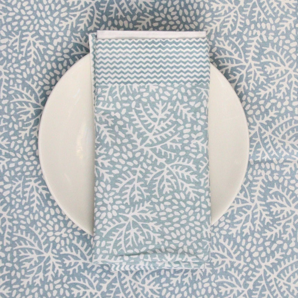 Round Block Print Tablecloth - Blue Coral - RhoolTableclothsRozablueRound Block Print Tablecloth - Blue Coral