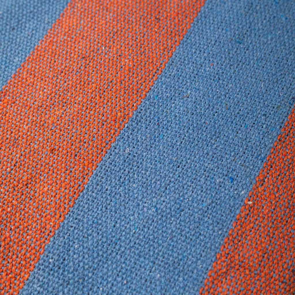 Striped Cotton Bedspread/Large Throw - Blue/Orange - RhoolThrowIan SnowStriped Cotton Bedspread/Large Throw - Blue/Orange