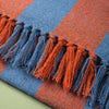 Striped Cotton Bedspread/Large Throw - Blue/Orange - RhoolThrowIan SnowStriped Cotton Bedspread/Large Throw - Blue/Orange