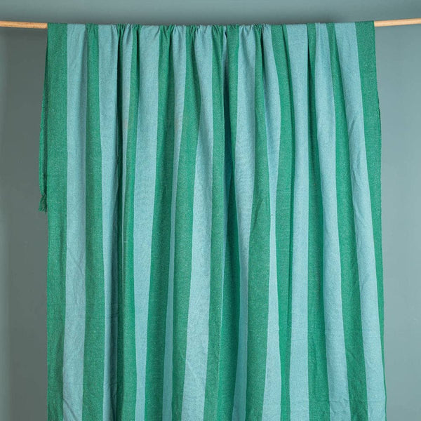 Striped Cotton Bedspread/Large Throw - Green/Turquoise - RhoolThrowIan SnowStriped Cotton Bedspread/Large Throw - Green/Turquoise