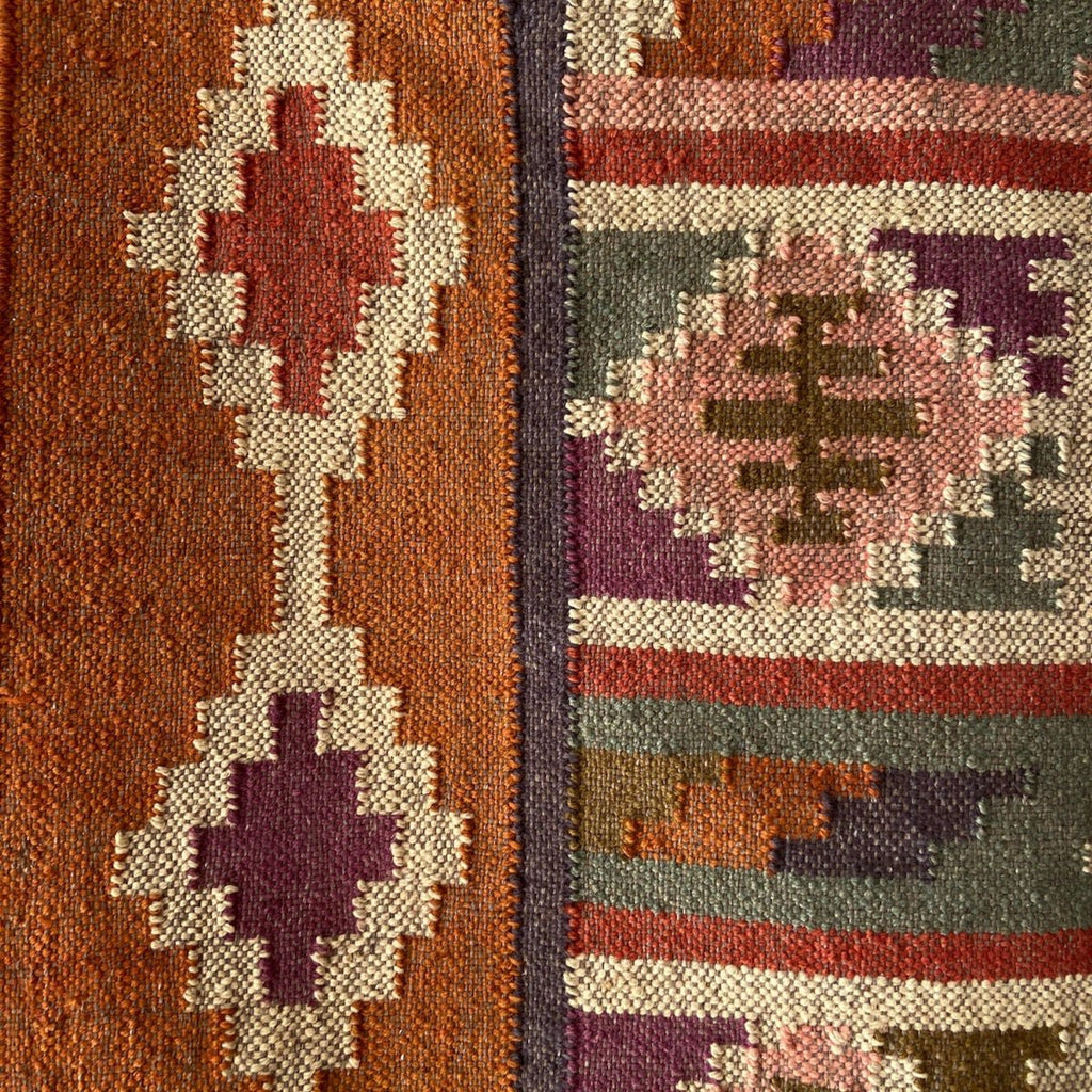 Wool and Jute Rectangular Kilim Rug - RhoolRugKilimWool and Jute Rectangular Kilim Rug