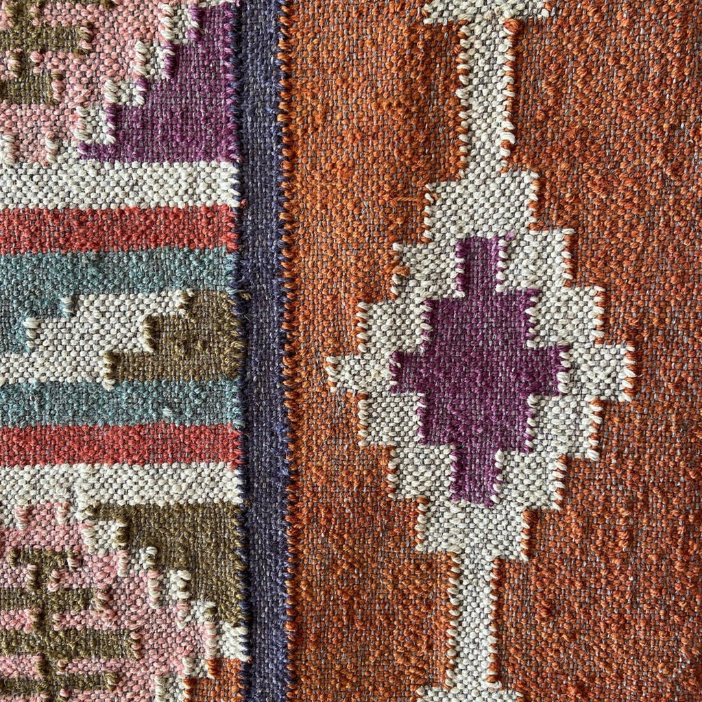 Wool and Jute Rectangular Kilim Rug - RhoolRugKilimWool and Jute Rectangular Kilim Rug
