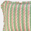 Yonder Hand Block Printed Ruffled Bolster Cushion Cover - Large - Soft White, Green, Pink - RhoolCushionYONDER.Yonder Hand Block Printed Ruffled Bolster Cushion Cover - Large - Soft White, Green, Pink