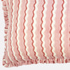 Yonder Hand Block Printed Ruffled Bolster Cushion Cover - Large - Soft White, Pink, Red - RhoolCushionYONDER.Yonder Hand Block Printed Ruffled Bolster Cushion Cover - Large - Soft White, Pink, Red