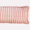 Yonder Hand Block Printed Ruffled Bolster Cushion Cover - Large - Soft White, Pink, Red - RhoolCushionYONDER.Yonder Hand Block Printed Ruffled Bolster Cushion Cover - Large - Soft White, Pink, Red
