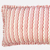 Yonder Hand Block Printed Ruffled Bolster Cushion Cover - Large - Soft White, Pink, Red - RhoolCushionYONDER.Yonder Hand Block Printed Ruffled Bolster Cushion Cover - Large - Soft White, Pink, Red