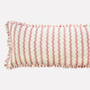 Yonder Hand Block Printed Ruffled Bolster Cushion Cover - Large - Soft White, Pink - RhoolCushionYONDER.Yonder Hand Block Printed Ruffled Bolster Cushion Cover - Large - Soft White, Pink