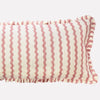 Yonder Hand Block Printed Ruffled Bolster Cushion Cover - Large - Soft White, Pink - RhoolCushionYONDER.Yonder Hand Block Printed Ruffled Bolster Cushion Cover - Large - Soft White, Pink
