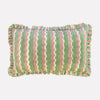 Yonder Hand Block Printed Ruffled Bolster Cushion Cover - Soft White, Green, Pink - RhoolCushionYONDER.Yonder Hand Block Printed Ruffled Bolster Cushion Cover - Soft White, Green, Pink